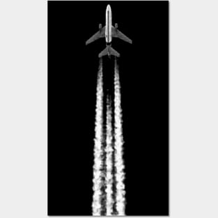 PLANE WITH CONTRAILS Posters and Art